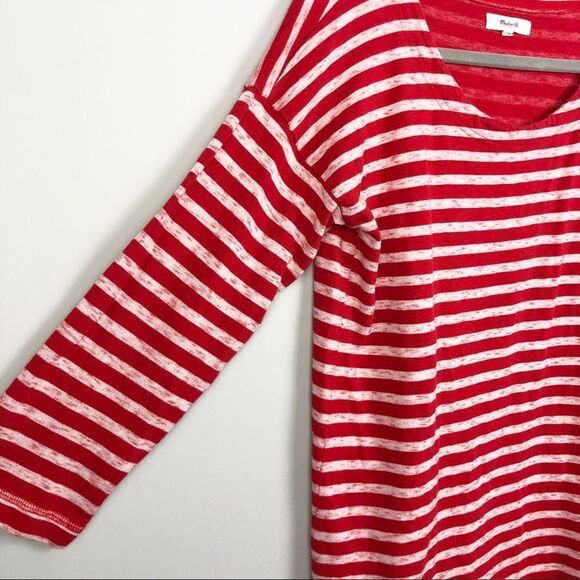 MADEWELL | Cozy Slub Red White Striped Top 3/4 Sleeve Women’s Size Small - Picture 6 of 13